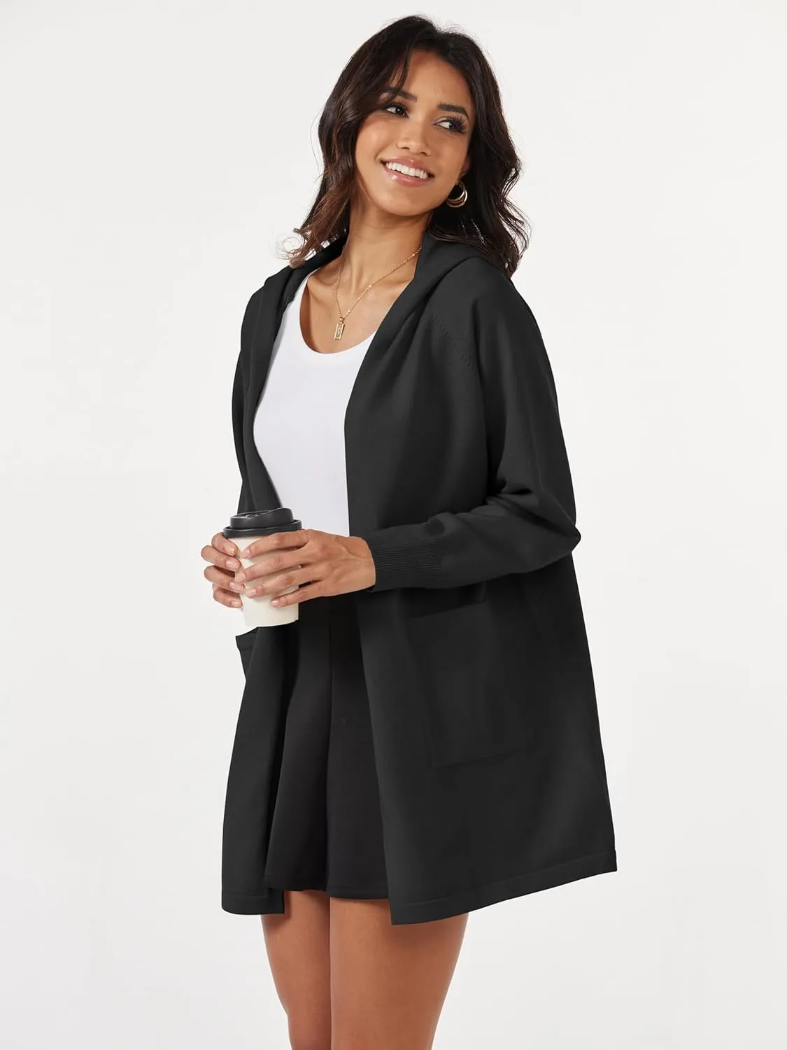 MAGCOMSEN Women's Cardigan Open Front Knit Hoodie Sweater Coatigan Jacket 2024 Casual Fall Trendy Coats with Pockets