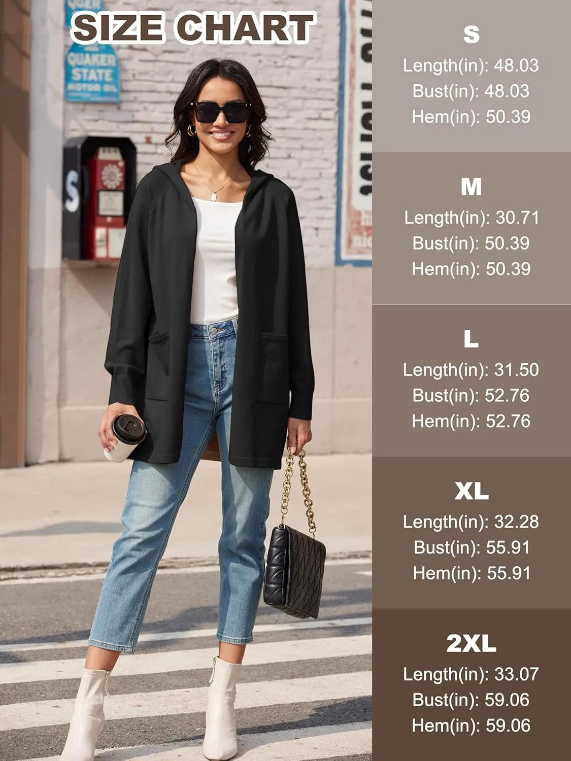 MAGCOMSEN Women's Cardigan Open Front Knit Hoodie Sweater Coatigan Jacket 2024 Casual Fall Trendy Coats with Pockets