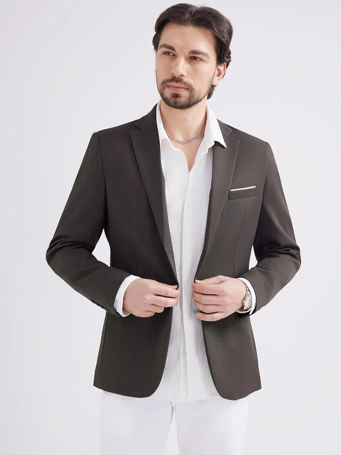 MAGE MALE Men's Two Button Blazer Casual Sport Coats Solid Color Suit Jacket