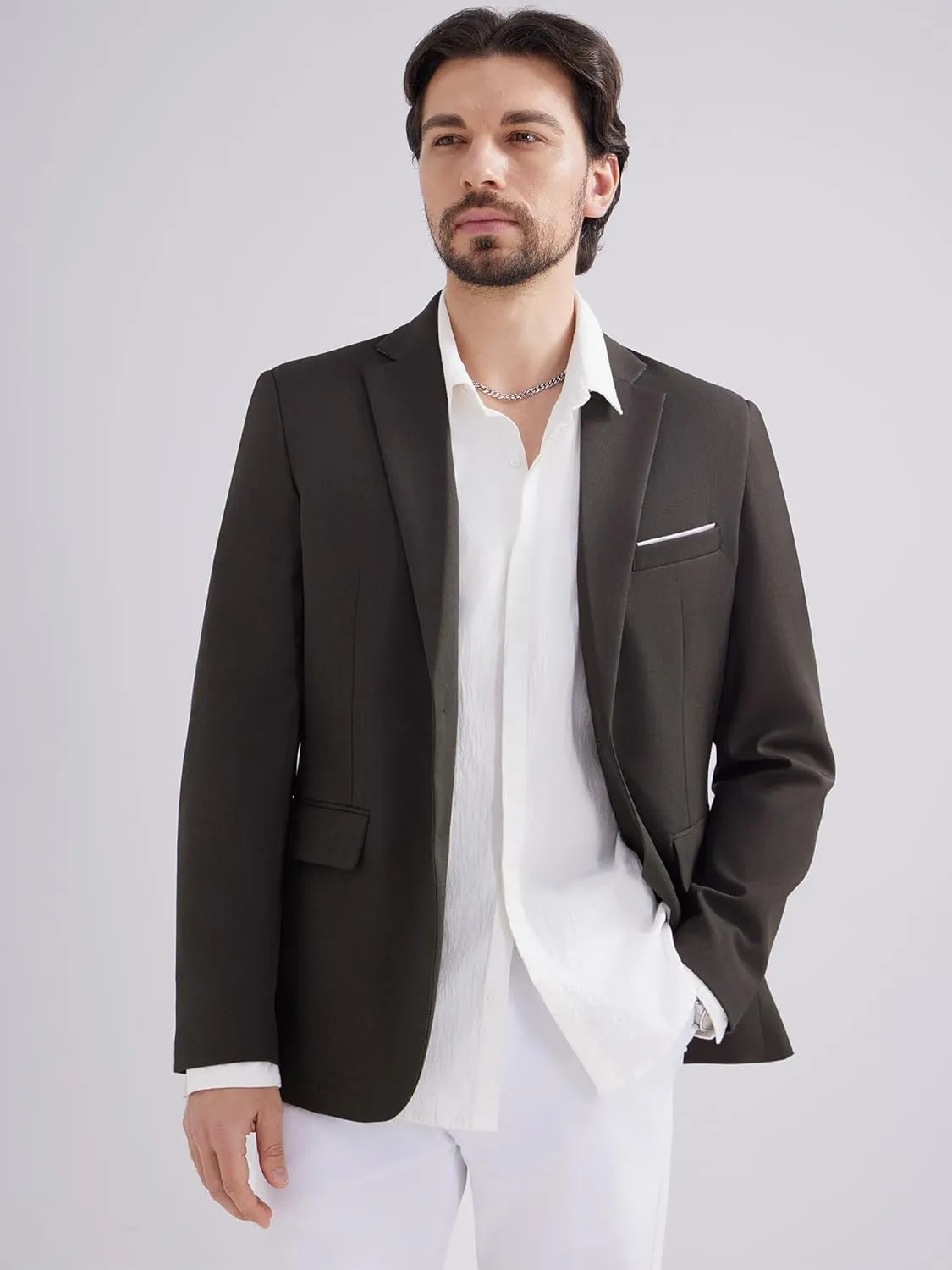 MAGE MALE Men's Two Button Blazer Casual Sport Coats Solid Color Suit Jacket