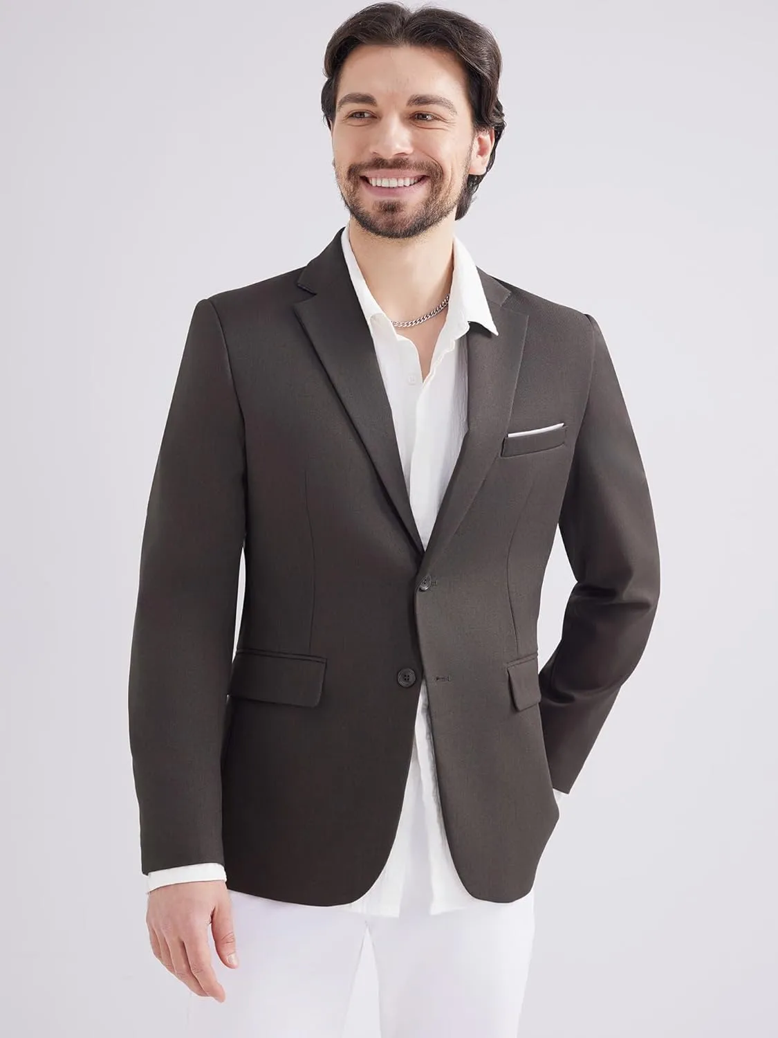 MAGE MALE Men's Two Button Blazer Casual Sport Coats Solid Color Suit Jacket