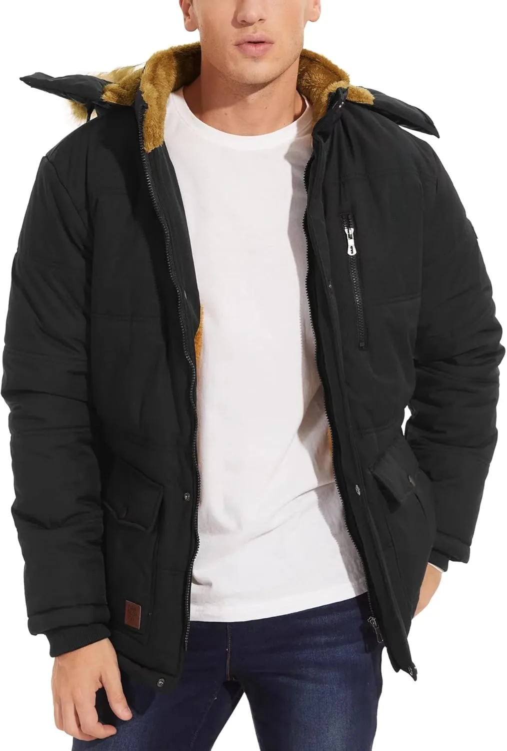 MAGNIVIT Men's Winter Jacket Puffer Coats Thicken Warm Fur Down Parka Jcket with Removable Hood