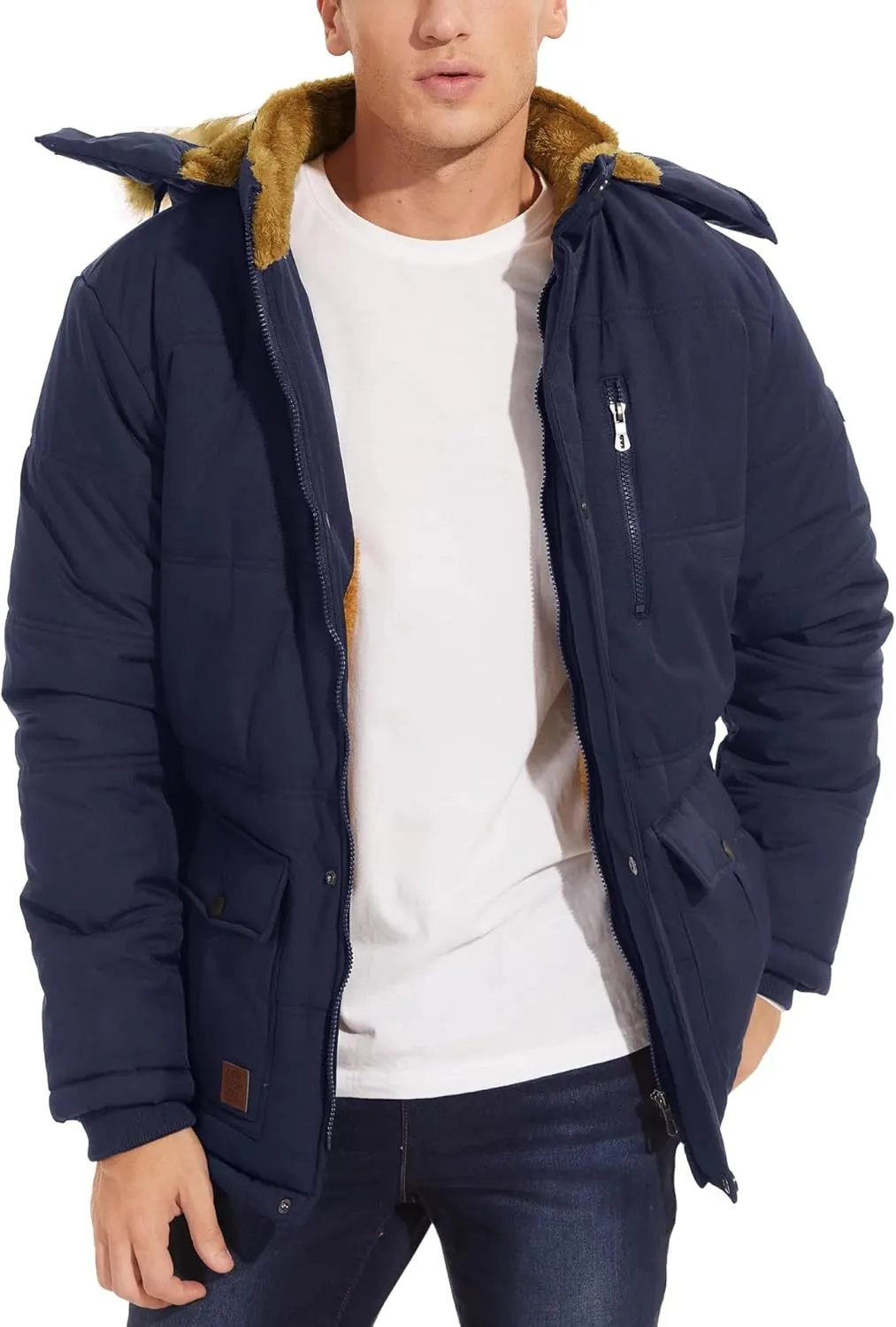 MAGNIVIT Men's Winter Jacket Puffer Coats Thicken Warm Fur Down Parka Jcket with Removable Hood