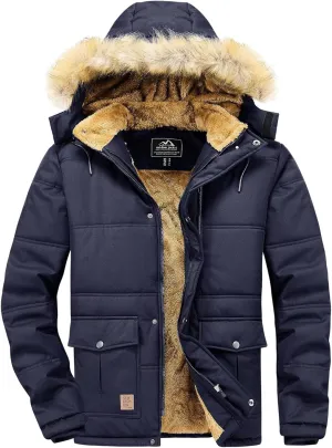 MAGNIVIT Men's Winter Jacket Puffer Coats Thicken Warm Fur Down Parka Jcket with Removable Hood