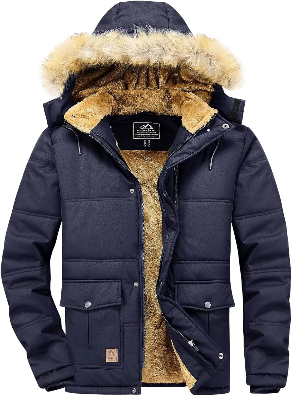 MAGNIVIT Men's Winter Jacket Puffer Coats Thicken Warm Fur Down Parka Jcket with Removable Hood