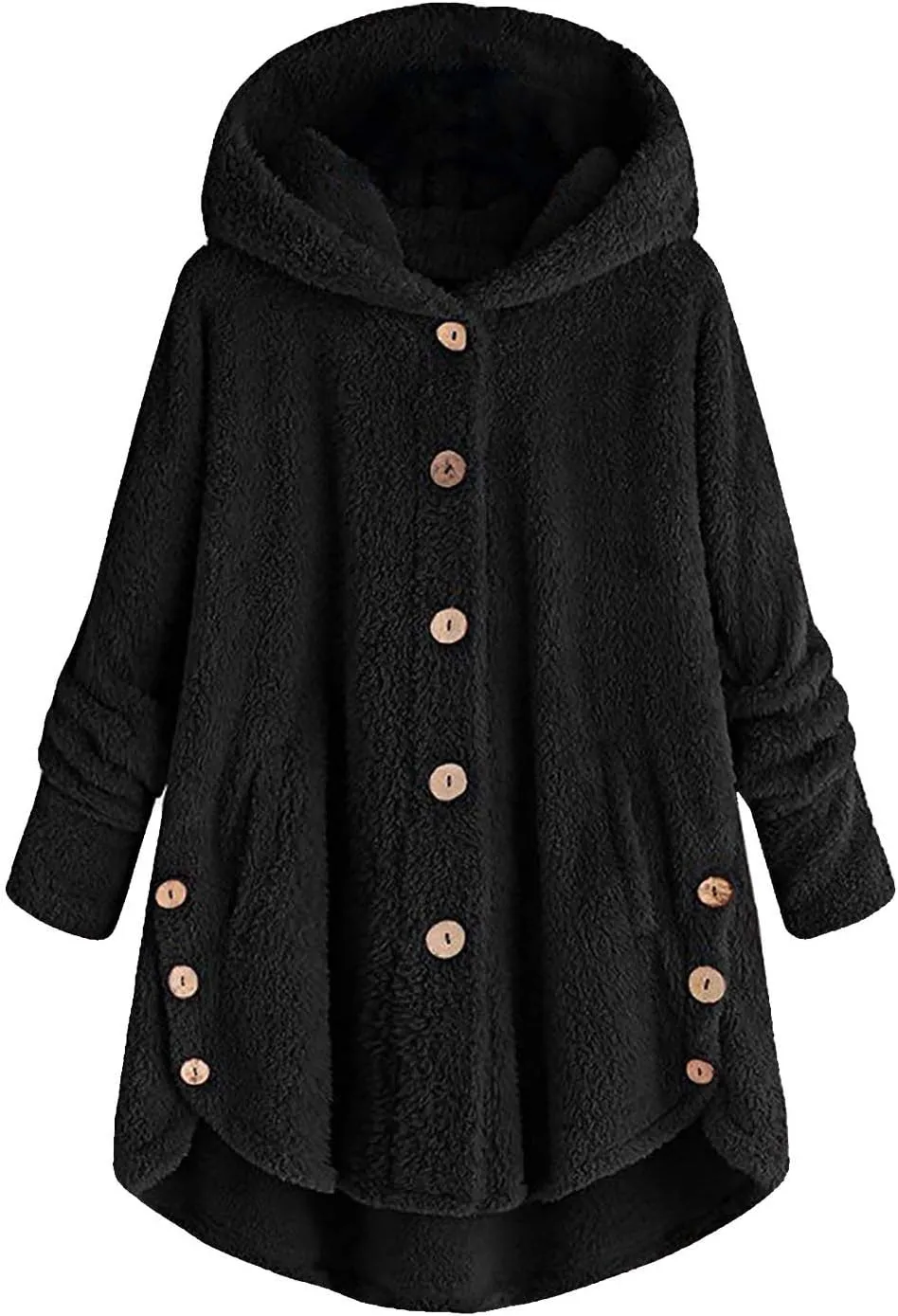 maisdgop Fleece Jackets for Women Cute Cat Ear Fleece Hooded Sweatshirt Solid Warm Winter Oversized Outwear With Pockets