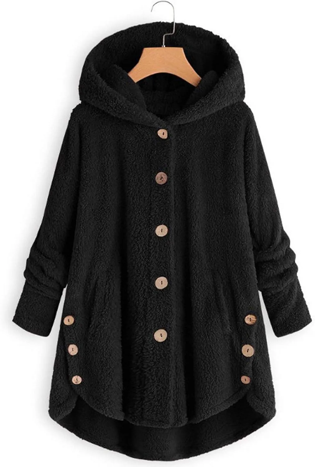 maisdgop Fleece Jackets for Women Cute Cat Ear Fleece Hooded Sweatshirt Solid Warm Winter Oversized Outwear With Pockets