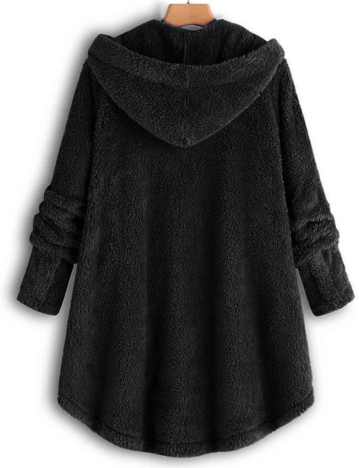 maisdgop Fleece Jackets for Women Cute Cat Ear Fleece Hooded Sweatshirt Solid Warm Winter Oversized Outwear With Pockets