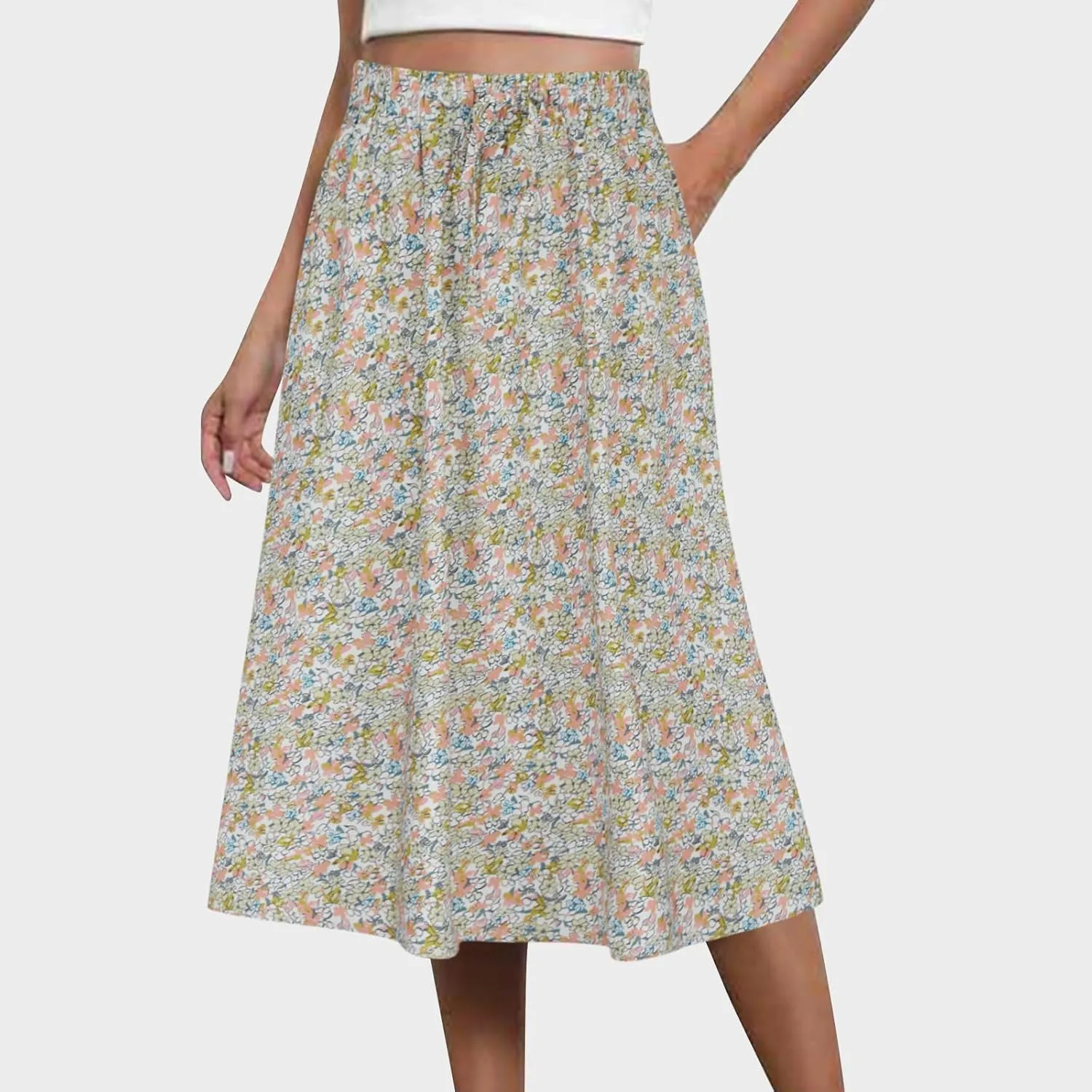 maisdgop Tennis Skirts for Women Casual Zip Knee Length Skirt 2024 Fashion Elastic High Waisted Pleated Skirts with Pockets