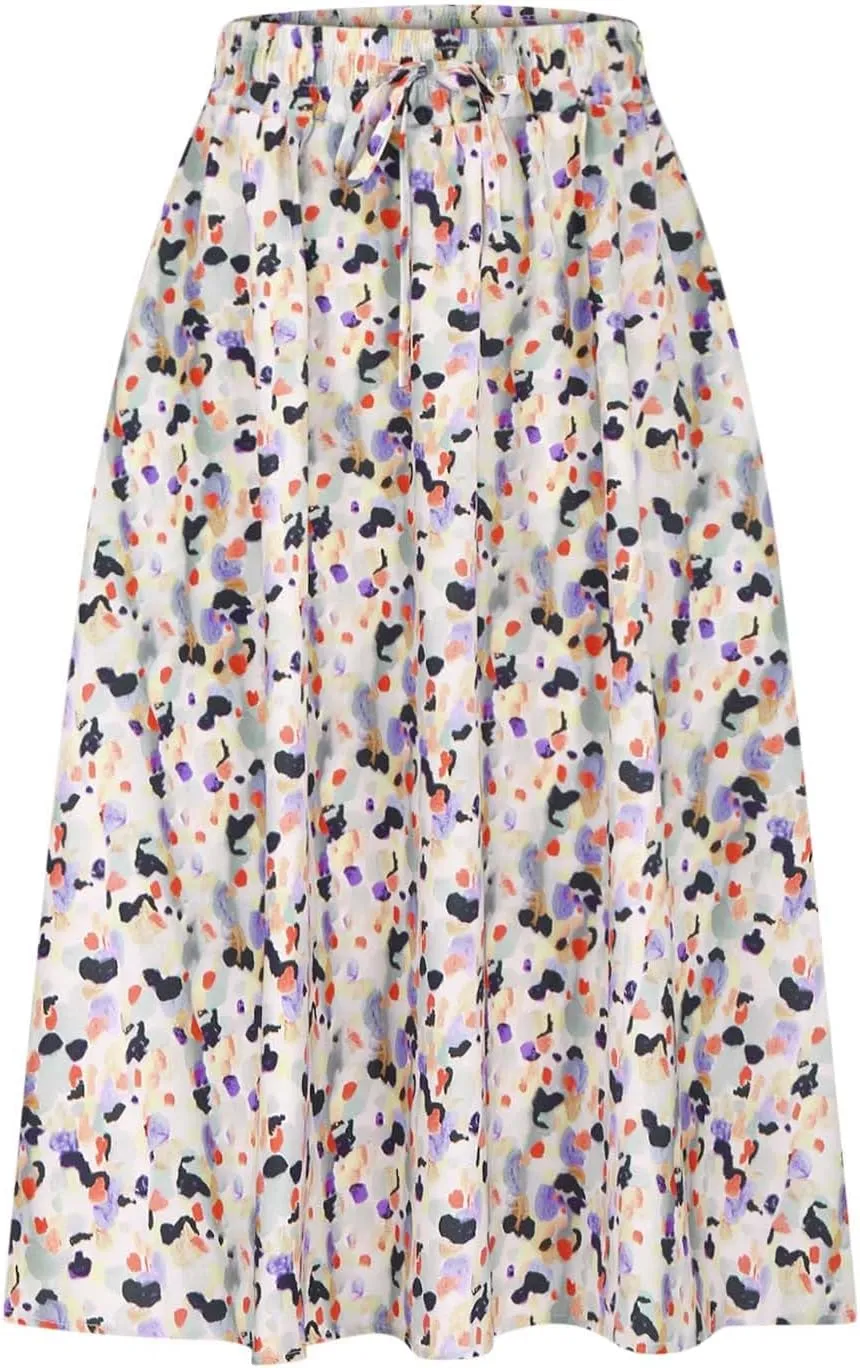 maisdgop Tennis Skirts for Women Casual Zip Knee Length Skirt 2024 Fashion Elastic High Waisted Pleated Skirts with Pockets