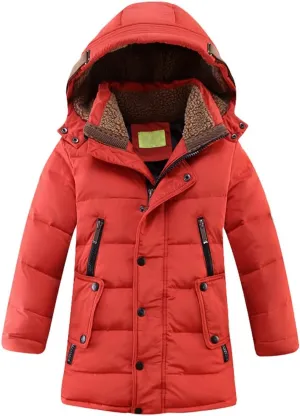 Mallimoda Boys' Hooded Down Coats Winter Warm Jacket Solid Puffer Coat