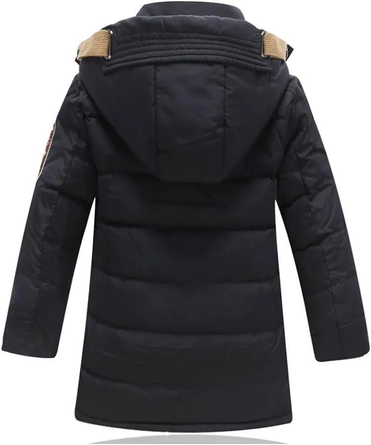 Mallimoda Boys' Hooded Down Coats Winter Warm Jacket Solid Puffer Coat
