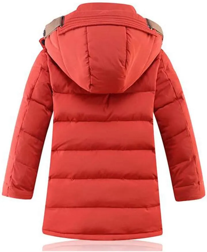 Mallimoda Boys' Hooded Down Coats Winter Warm Jacket Solid Puffer Coat