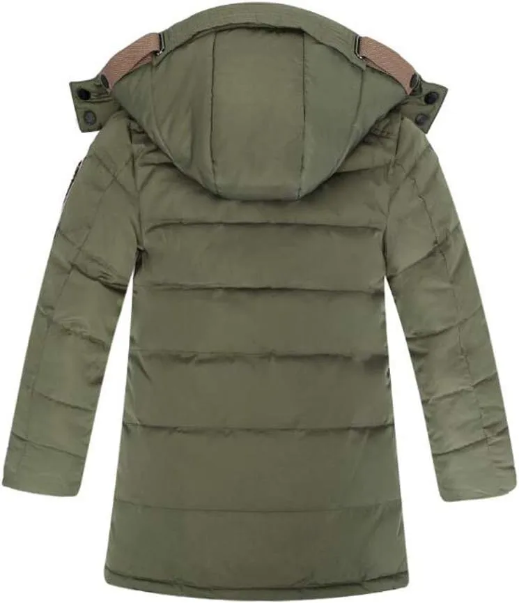 Mallimoda Boys' Hooded Down Coats Winter Warm Jacket Solid Puffer Coat