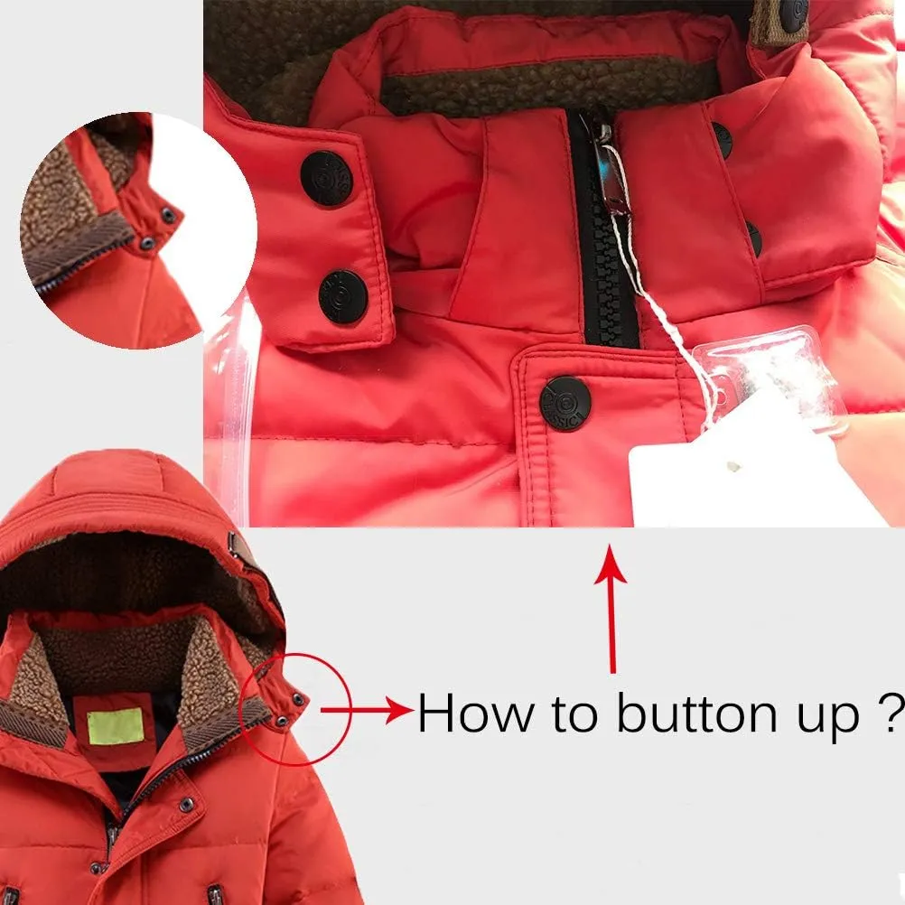 Mallimoda Boys' Hooded Down Coats Winter Warm Jacket Solid Puffer Coat