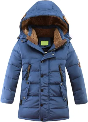 Mallimoda Boys' Hooded Down Coats Winter Warm Jacket Solid Puffer Coat