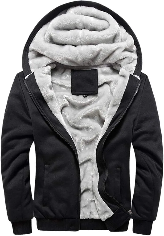 MANLUODANNI Men's Casual Hooed Hoodies Thick Wool Warm Winter Jacket Coats