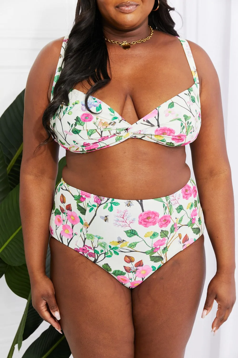 Marina West Swim Take A Dip Twist High-Rise Bikini in Cream - Ships from The US