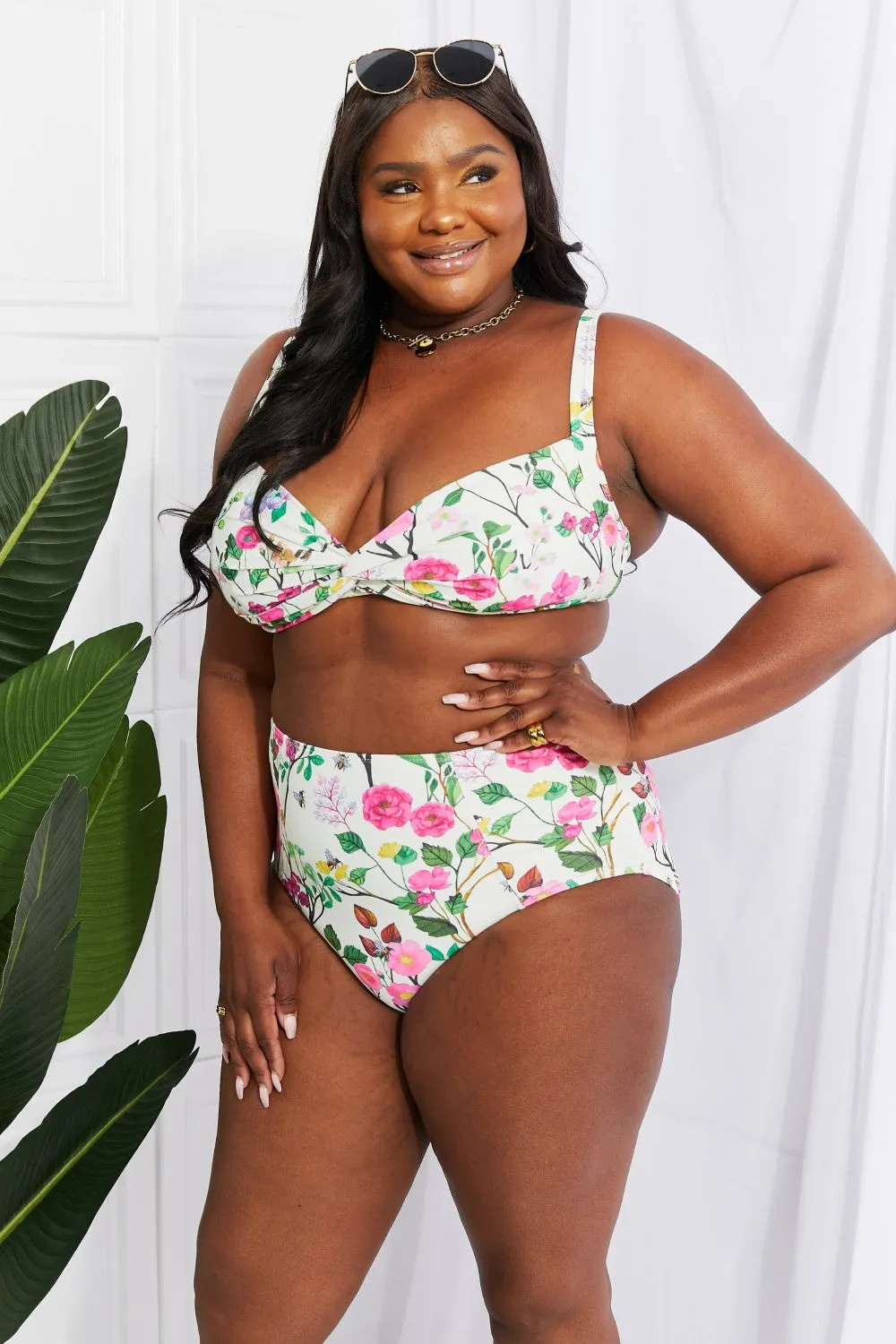 Marina West Swim Take A Dip Twist High-Rise Bikini in Cream - Ships from The US