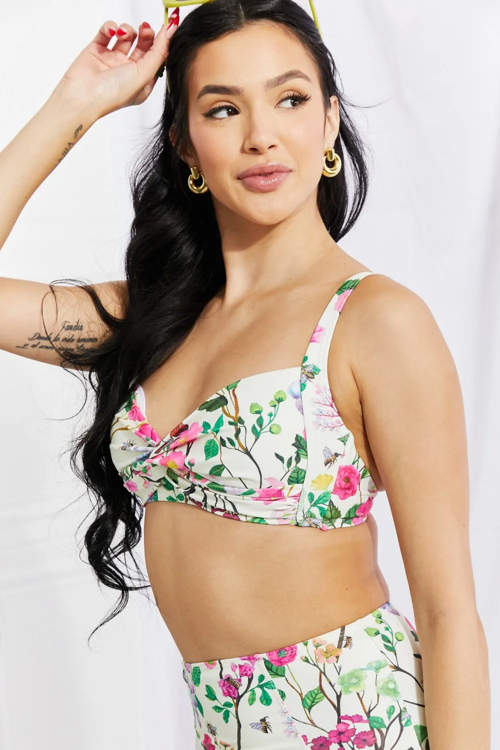 Marina West Swim Take A Dip Twist High-Rise Bikini in Cream - Ships from The US
