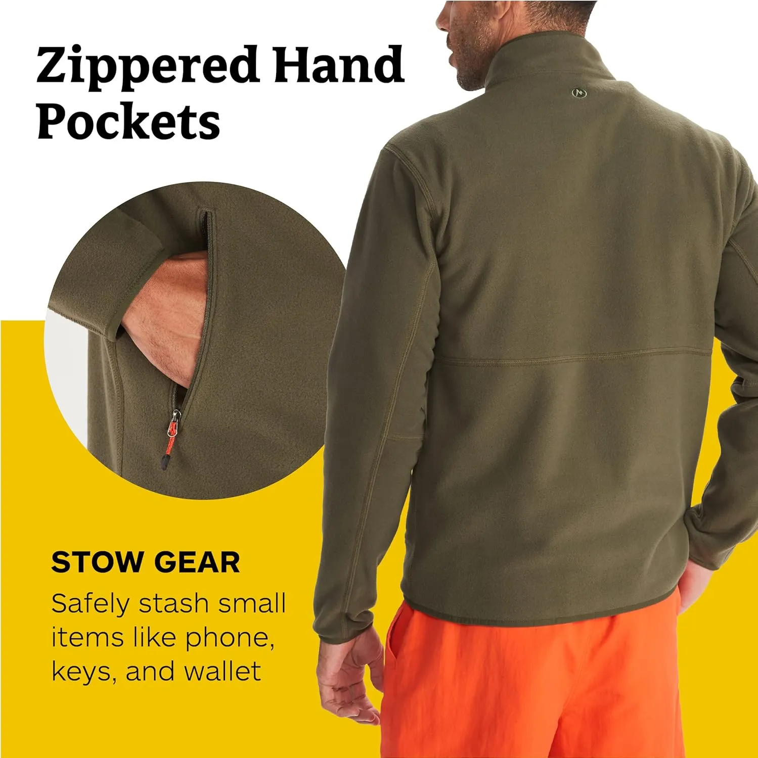 MARMOT Men's Rocklin Full-Zip Jacket - Classic, Warm, Lightweight 100-Weight Fleece Layer