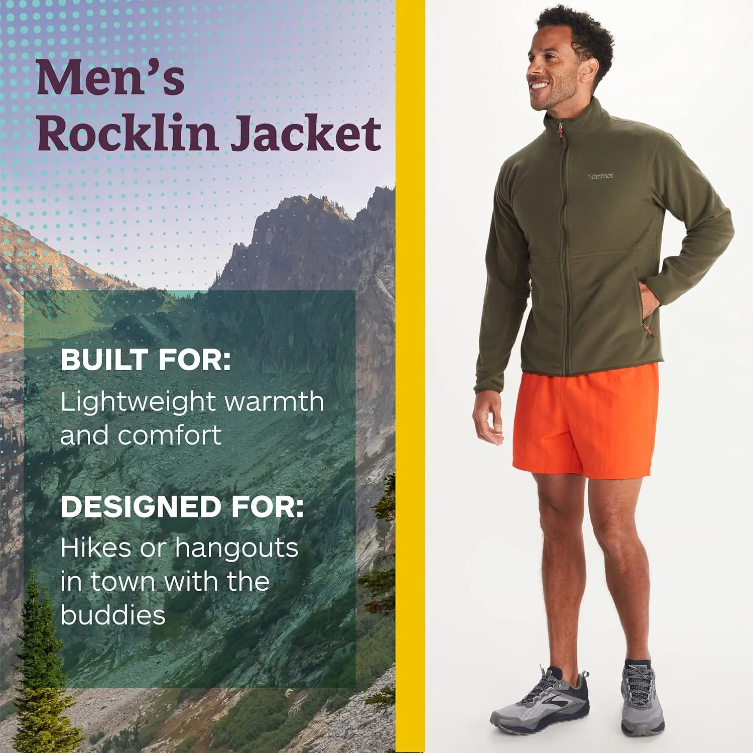 MARMOT Men's Rocklin Full-Zip Jacket - Classic, Warm, Lightweight 100-Weight Fleece Layer