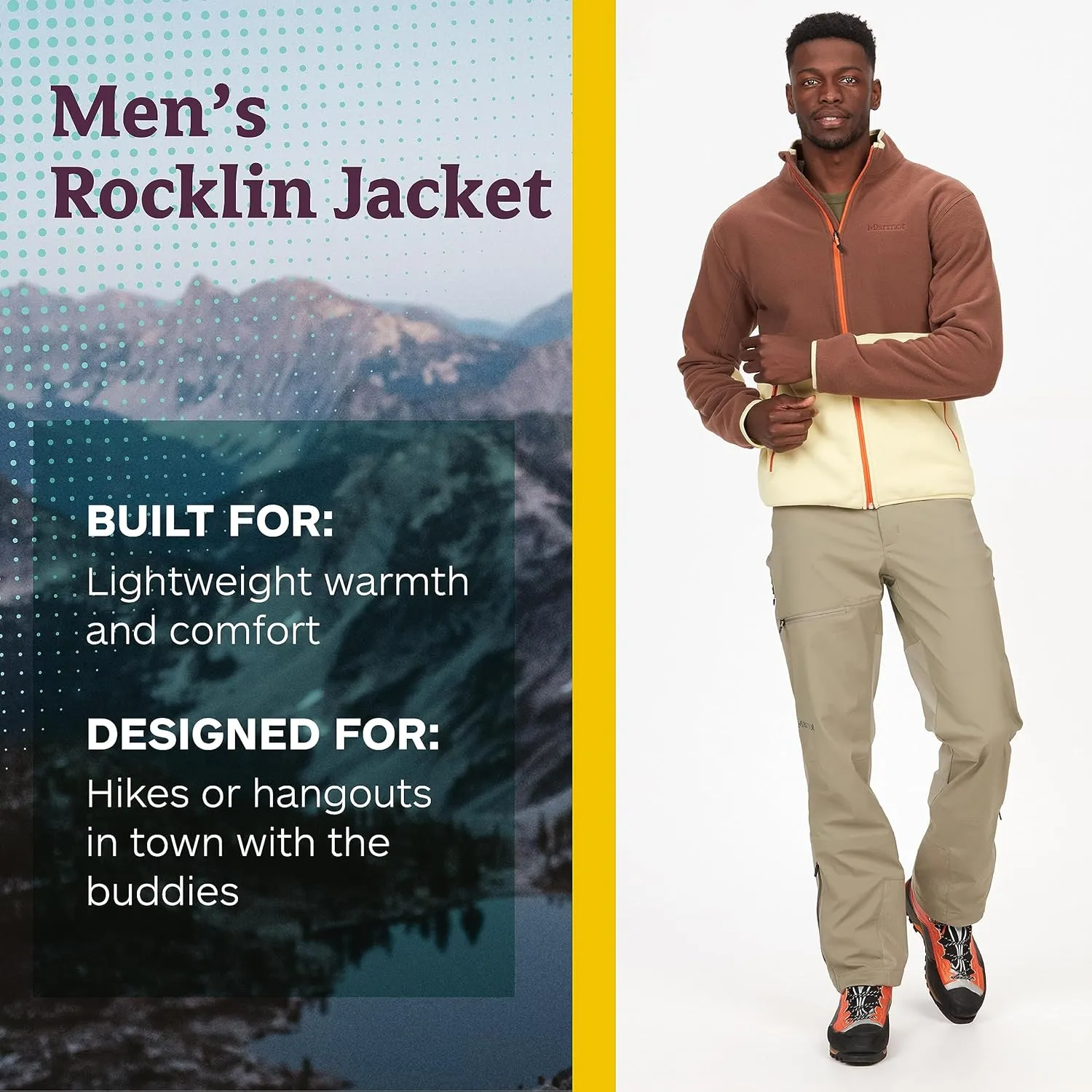 MARMOT Men's Rocklin Full-Zip Jacket - Classic, Warm, Lightweight 100-Weight Fleece Layer