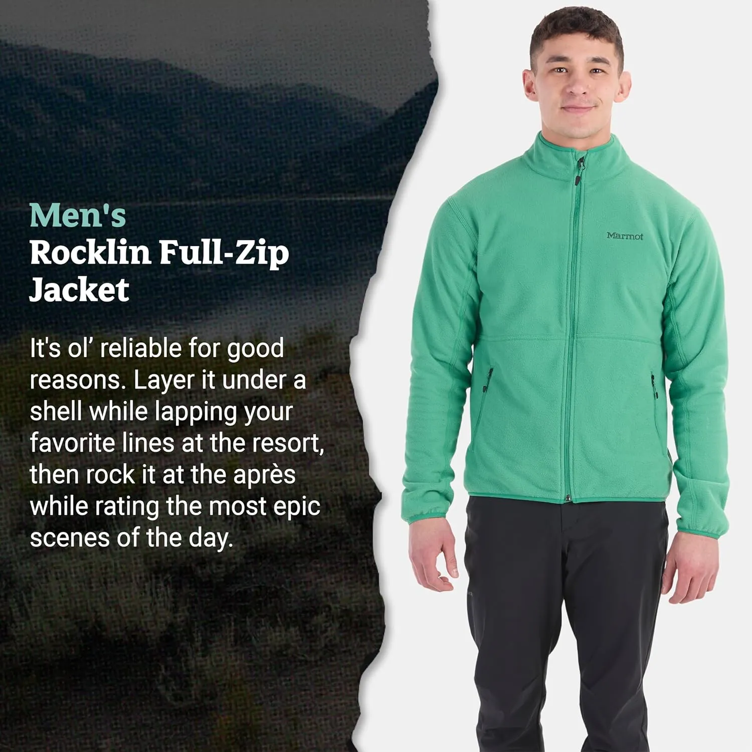 MARMOT Men's Rocklin Full-Zip Jacket - Classic, Warm, Lightweight 100-Weight Fleece Layer
