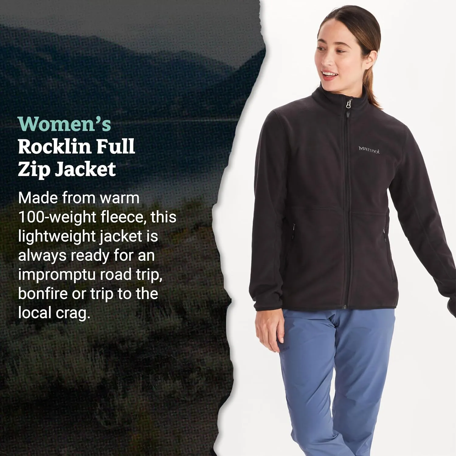 MARMOT Women's Rocklin Full-Zip Jacket - Classic, Warm, Lightweight 100-Weight Fleece Layer