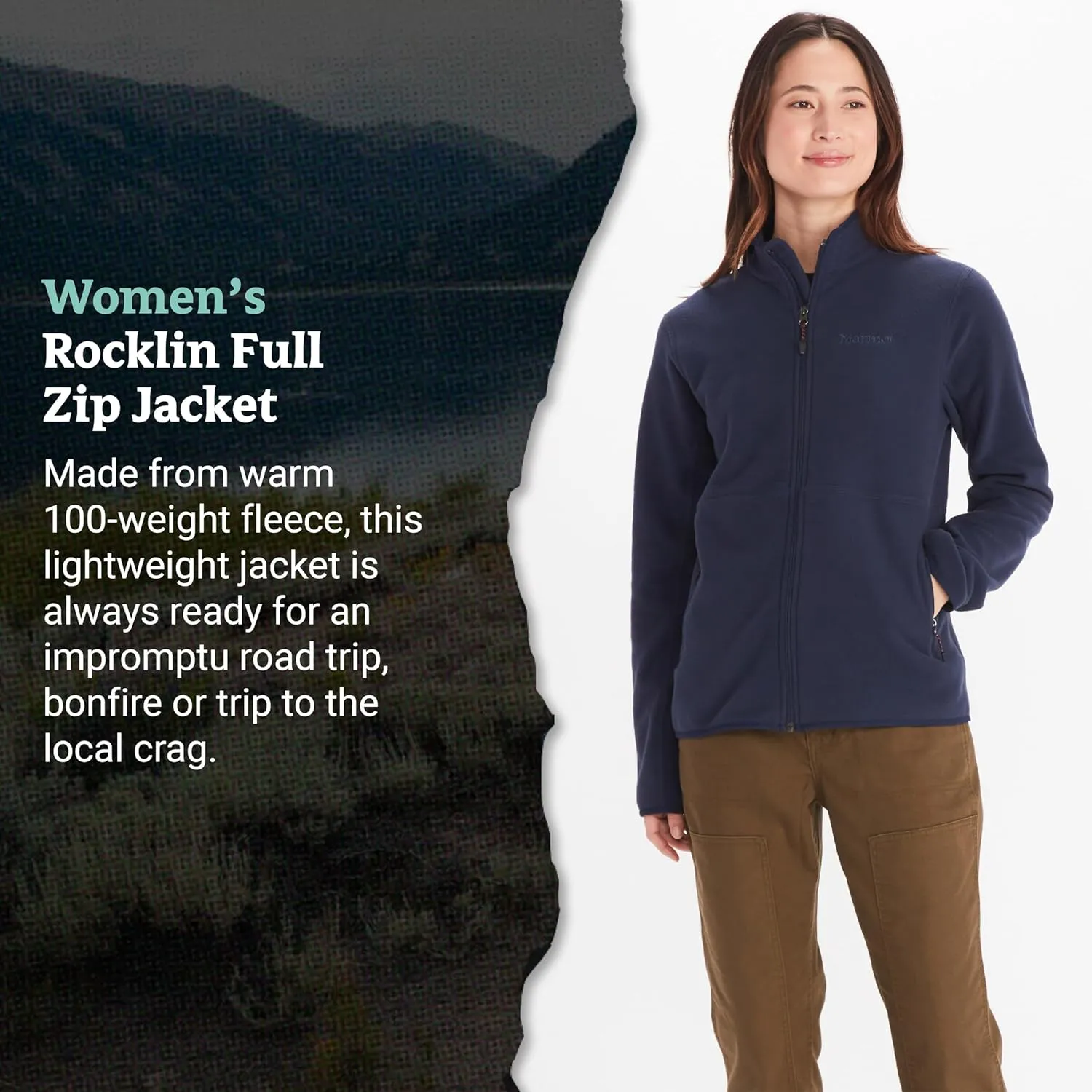 MARMOT Women's Rocklin Full-Zip Jacket - Classic, Warm, Lightweight 100-Weight Fleece Layer