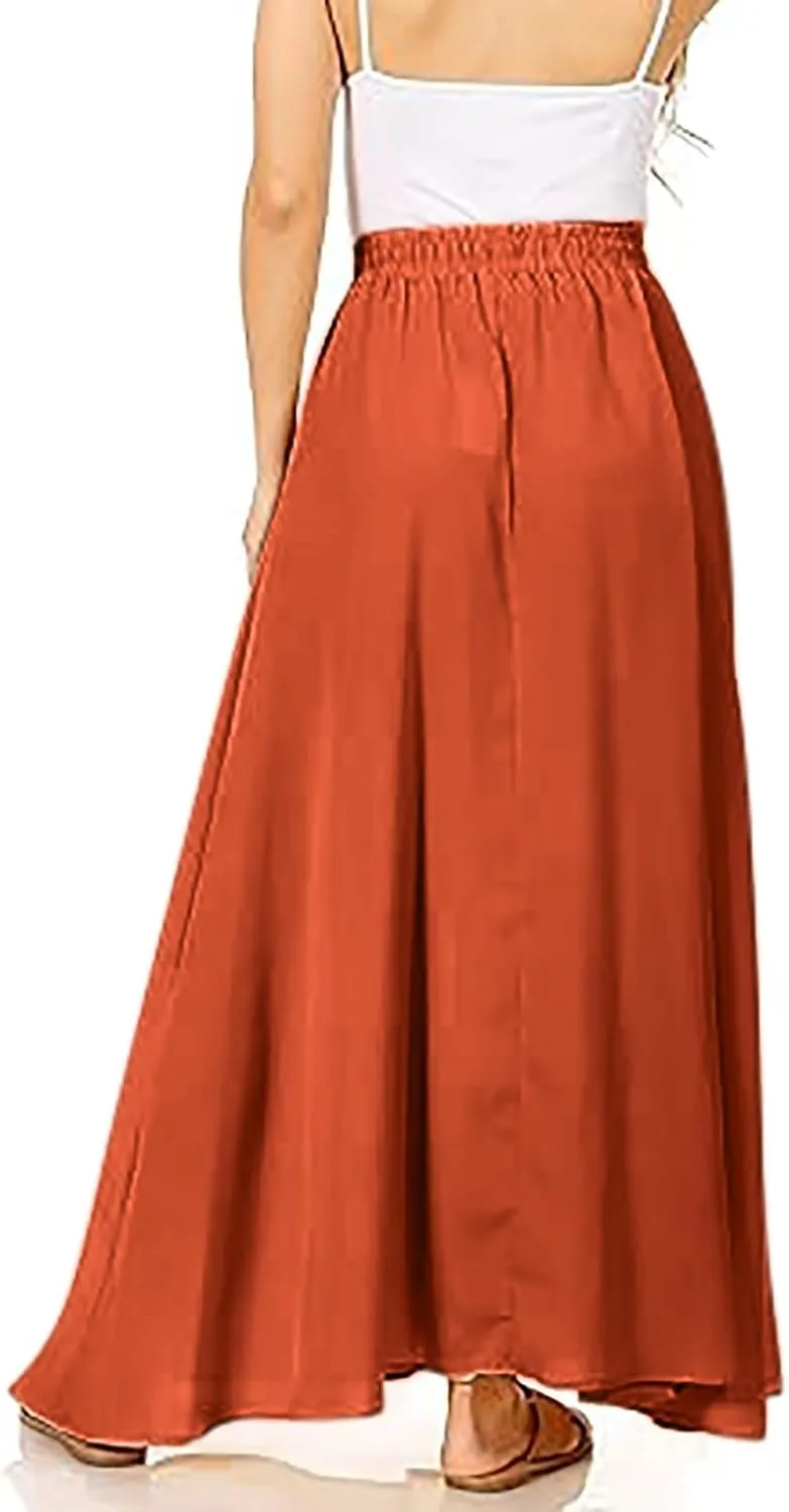 Maxi Skirts for Women Plus Size Women's Long Skirts Flowy Summer Skirt Elastic Maternity Dress for