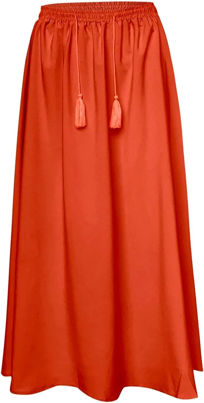 Maxi Skirts for Women Plus Size Women's Long Skirts Flowy Summer Skirt Elastic Maternity Dress for