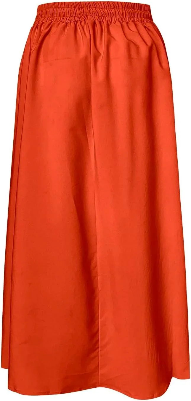 Maxi Skirts for Women Plus Size Women's Long Skirts Flowy Summer Skirt Elastic Maternity Dress for
