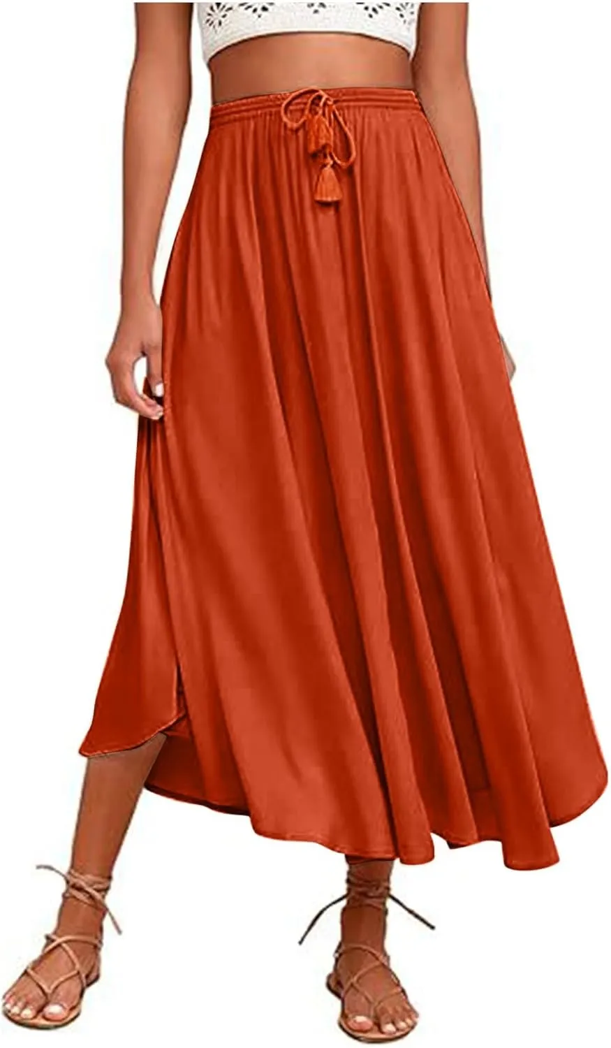 Maxi Skirts for Women Plus Size Women's Long Skirts Flowy Summer Skirt Elastic Maternity Dress for