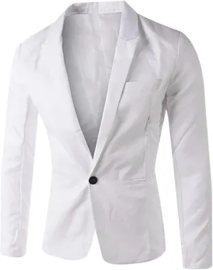 Men Casual Blazer Jackets Slim Fit Suits Jacket One Button Business Sports Coat Solid Long Sleeve Office Work Tops