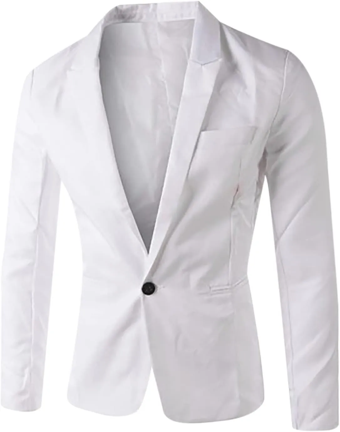 Men Casual Blazer Jackets Slim Fit Suits Jacket One Button Business Sports Coat Solid Long Sleeve Office Work Tops