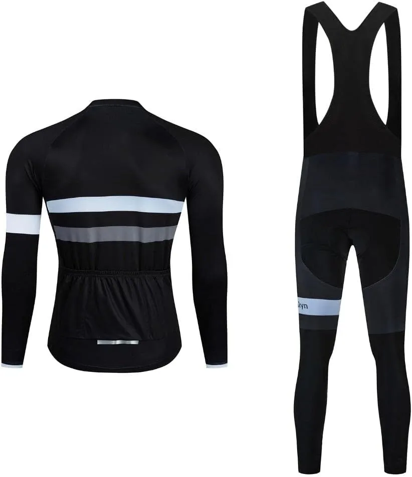 Men Cycling Clothing Set Winter Long Sleeve Jacket Bike Jersey Kit Plus Velvet Riding Clothes   Cycling Pants with 20D Pad