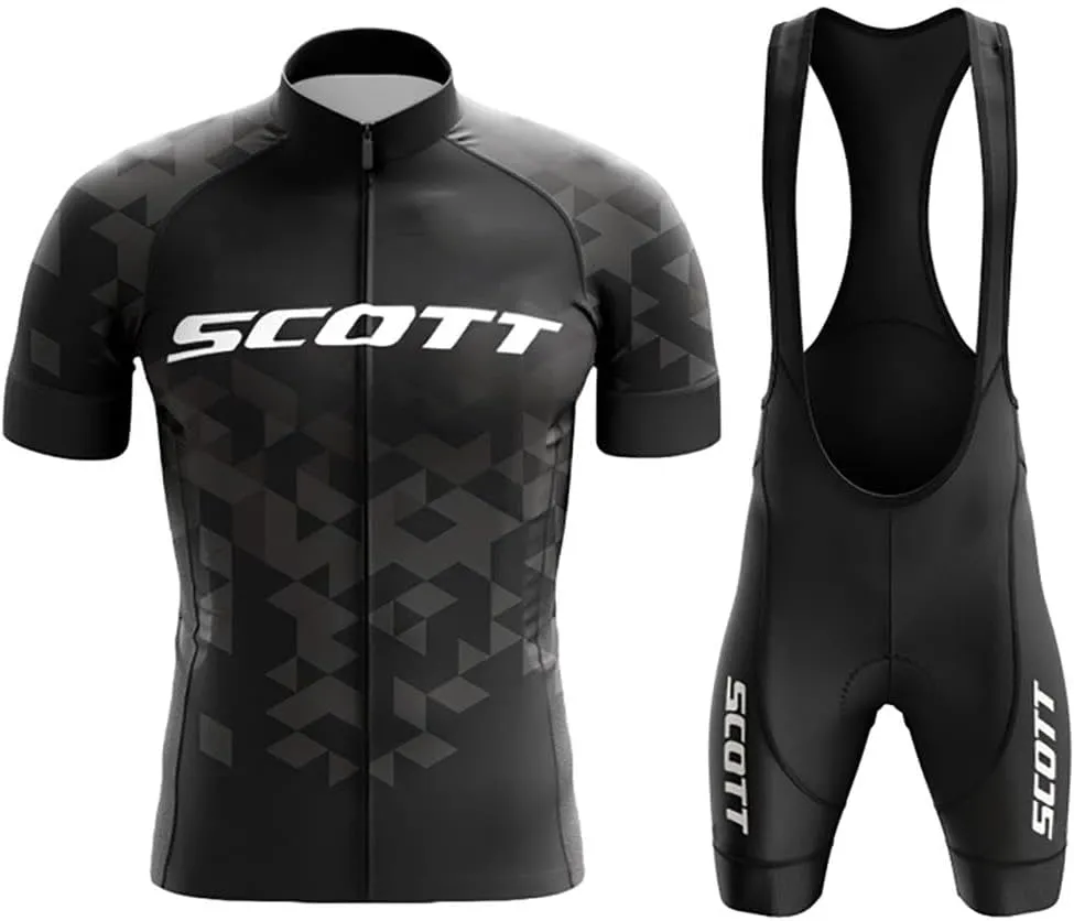 Men Cycling Jersey Set Bike Suit Short Sleeve Cycling Outfits Quick Dry Gel Sponge Padded Cycling Bibs