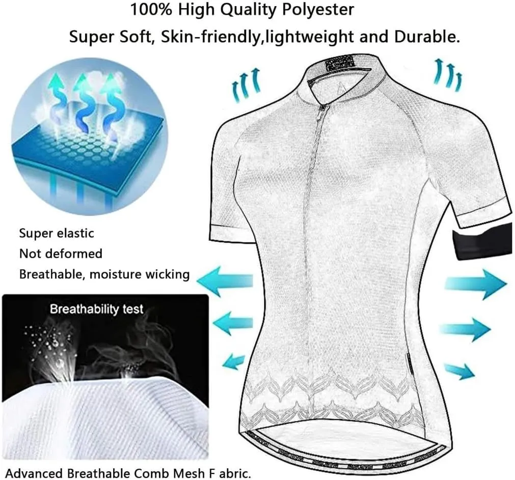 Men Cycling Jersey Set Bike Suit Short Sleeve Cycling Outfits Quick Dry Gel Sponge Padded Cycling Bibs