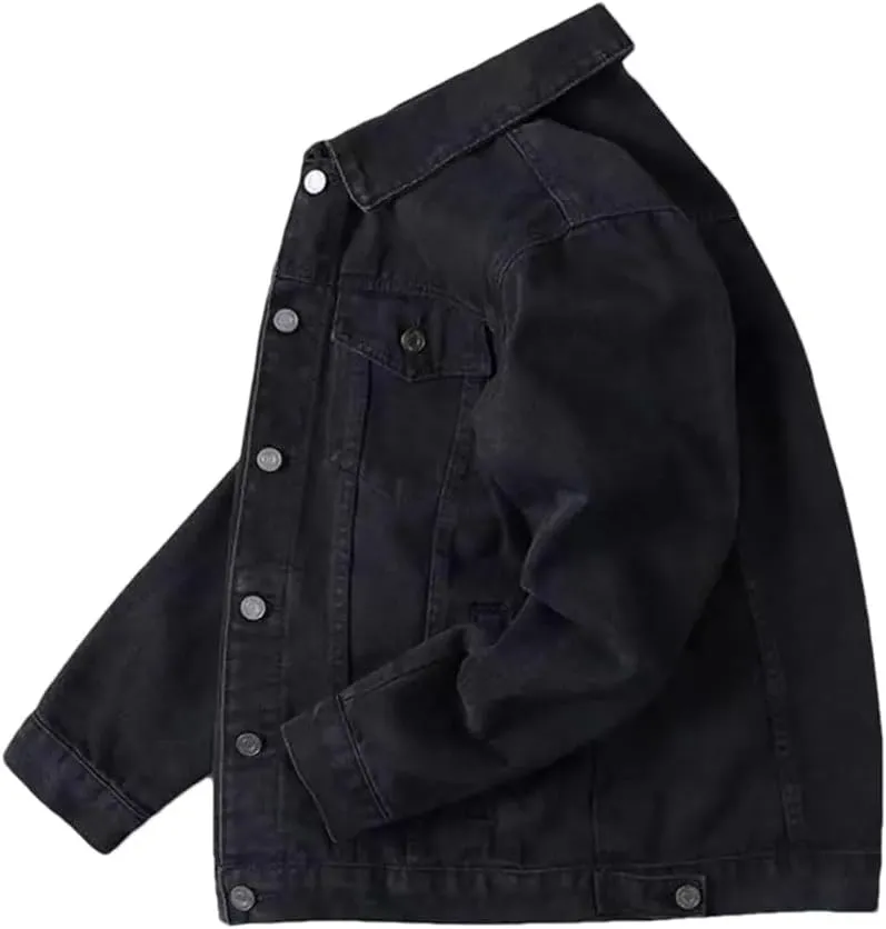Men Denim Jacket Retro Loose Single-Breasted Two Side Pockets Men Jacket Lapel Denim Jackets