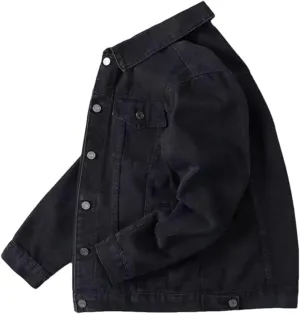 Men Denim Jacket Retro Loose Single-Breasted Two Side Pockets Men Jacket Lapel Denim Jackets