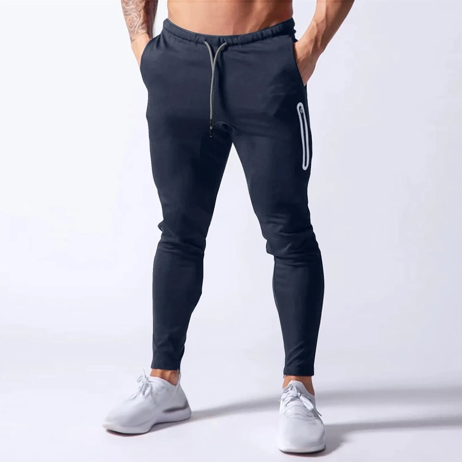 Men Jogger Pants Gym Slim Fit Elastic Waist Drawstring Sweatpants with Pocket Athletic Pants for Training Running