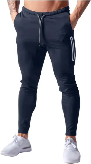 Men Jogger Pants Gym Slim Fit Elastic Waist Drawstring Sweatpants with Pocket Athletic Pants for Training Running