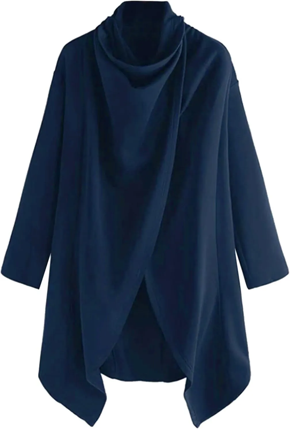 Men Lightweight Casual Cape Cloak Long Length Irregular Hem Pullover Overcoat Hip Hop Slim Poncho Sweatshirt Coat