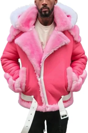 Men Shearling Fur Lined Bomber Jacket Big and Tall Faux Suede Leather Coats Outwear Vintage Winter Men Jacket