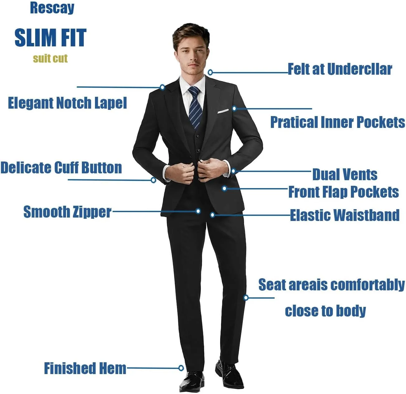 Men Suits 3 Pieces Set Slim Fit Prom Suit Tuxedo Business Formal Suit Wedding Suit Jacket Vest and Pant Suits