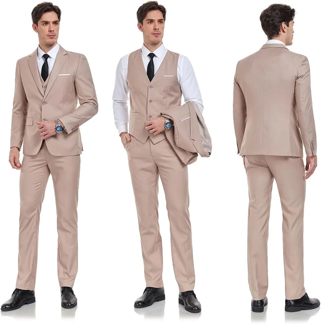 Men Suits 3 Pieces Set Slim Fit Prom Suit Tuxedo Business Formal Suit Wedding Suit Jacket Vest and Pant Suits