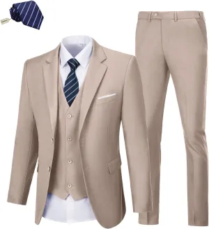 Men Suits 3 Pieces Set Slim Fit Prom Suit Tuxedo Business Formal Suit Wedding Suit Jacket Vest and Pant Suits