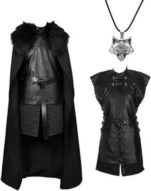 Men Targaryen Daemon Cosplay Tunic Jacket Cape Black Uniform Prince Jon Halloween Costume Cloak Outfit
