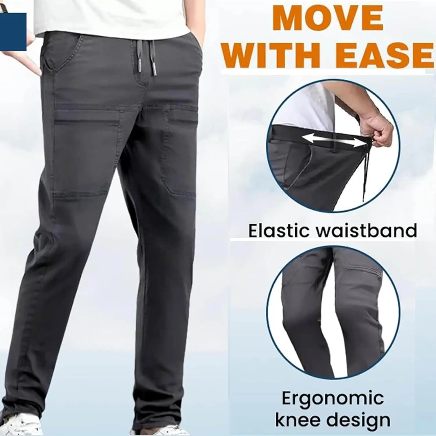 Mencomfy Cargo Pants Multipants - High Stretch Multi Pocket Durable Cargo Pants for Men Comfort Cargo Hiking Pant